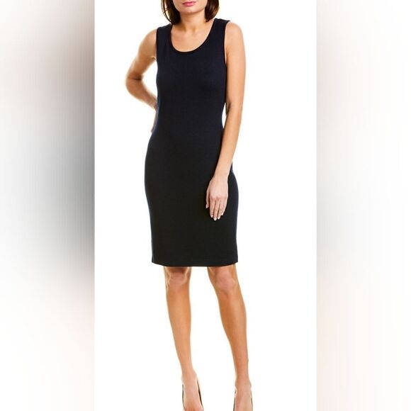St. John Black wool blend sheath dress sz 8 - Picture 1 of 10